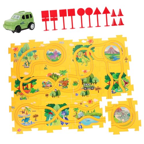 ibasenice 1 Satz Puzzle-schienenauto Autos Kleinkind-Puzzle Rätsel Für Kleinkinder Autospielzeug Für Kleinkinder Autospuren Kinderspielzeug Kinderrätsel Yellow Plastik von ibasenice