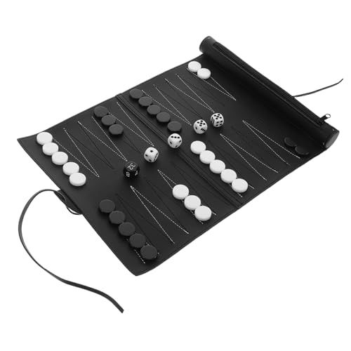 ibasenice 1 Satz Schachbrett Backgammon-Set PU Leder Schach Gesellschaftsspiele unterhaltungsspiele Schach für Erwachsene lustige Schachspielzeuge Schachmatte Partyzubehör Melamin Black von ibasenice