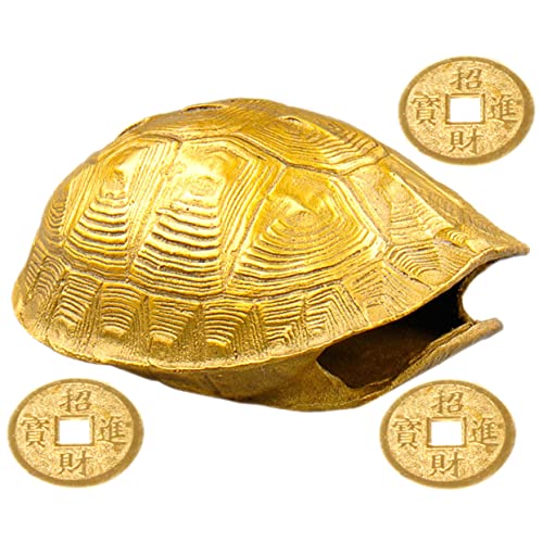 ibasenice 1 Satz Schildkrötenpanzer-Kupfermünzendekoration Deckel Versteck offiziell John Figur Abs familienkonferenz glucksbringer kulturerbe Reichtum Handwerk Wahrsager-Kupfermünze Golden von ibasenice