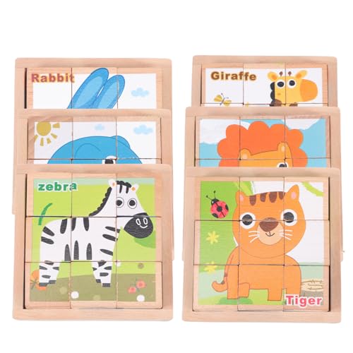 ibasenice 1 Satz Sechsseitige Malbausteine Cartoon-Puzzle Rätsel Zum Frühen Lernen Cartoon-rätsel Bildungsspielzeug Kinderpuzzle Kinderspielzeug Puzzle-Block Lustiger Puzzleblock Holz von ibasenice