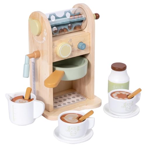 ibasenice 1 Satz Simuliertes Kaffeemaschinenspielzeug für kinderküche kaffemaschine Handgemachtes Holzspielzeug Kinderaccessoire Puppenhaus hölzern Beige von ibasenice