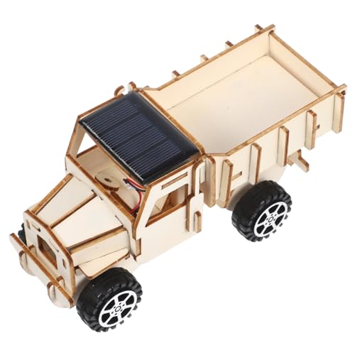 ibasenice 1 Satz Solar-Truck-Modell Solarauto, Spielzeug Zusammenbauen DIY-montagetechnik-experimente Modellbausatz Für Solarfahrzeuge Solarbetriebenes Spielzeugset Beige Kiefernholz von ibasenice