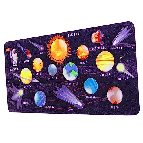 ibasenice 1 Satz Sonnensystem-Puzzle Lernspielzeug für Kinder Kinderspielzeug Weltraumspielzeug Bodenrätsel des Sonnensystems Kinderpuzzle Holzpuzzles für Kinder Planeten für Kinder hölzern von ibasenice