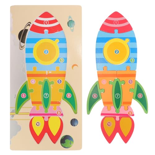 ibasenice 1 Satz Stereo-Block-Puzzle Lernpuzzle Junge Zappelspielzeug Babyspielzeug Raketenspielzeug Puzzle kinderpuzzle Bildungsspielzeug exquisites Puzzle- Holz von ibasenice