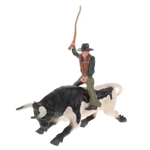 ibasenice 1 Satz Stierkampfmodell Simulierte Stierstatue Spielzeug Mit Menschlichen Figuren Cowboy-Spielzeug Mini-kuhfigur Bullenreiter-Spielzeug Stierkampf-modellornament Bullenmodell Harz von ibasenice