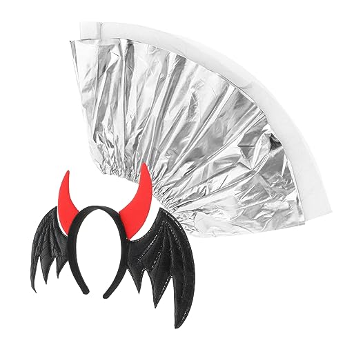 ibasenice 1 Satz Teufelsrock-Anzug Teufel-Cosplay-Kostüm Stirnbänder Teufelshorn Halloween Haarschmuck Halloween Kopfschmuck Party-Kopfschmuck Halloween-Fledermaus-Stirnband Plastik von ibasenice