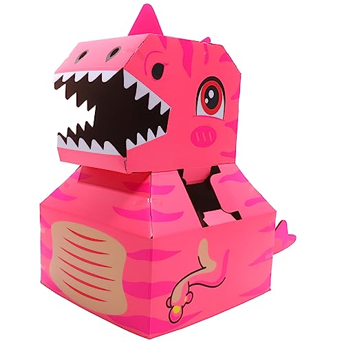 ibasenice 1 Satz Tragbarer Karton Dinosaurier-kartonhelm Kinderkostüme Papphaus Spielhaus Spielzeug Kinder Tun So Dinosaurier-kostüm Aus Pappe Kinderspielzeug Farbe Dino-Arten Papier Rosa von ibasenice