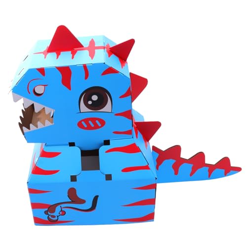 ibasenice 1 Satz Tragbarer Karton Kinderspielzeug Lernspielzeug Für Kinder Dinosaurier Pappschieber Papphaus Tragbares Tierspielset Pappauto Kinderkostüm Aus Pappe Vorgeben DIY Papier Blue von ibasenice