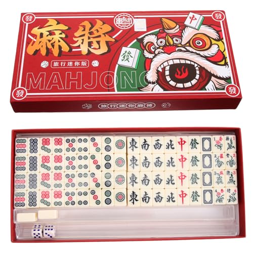 ibasenice 1 Satz Tragbares Mini-Mahjong Mini-Mahjong-kit Mahjong-Requisiten Interessantes Mahjong-kit Miniatur-Mahjong-kit Kleines Mahjong-kit Mahjong-Spielzeug Mahjong Für Zu Hause PVC Weiß von ibasenice