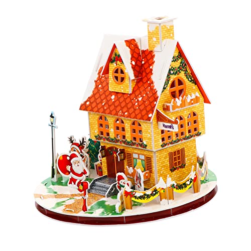 ibasenice 1 Satz Weihnachtshäuschen Weihnachtspuzzle Urlaub Puzzles Weihnachtsdorf-Puzzle Spielzeug für Kinder kinderspielzeug Fun 3D-Weihnachtshaus-Puzzle 3D-Weihnachtskabinen-Puzzle Papier von ibasenice