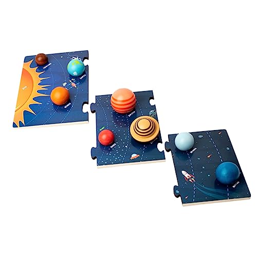 ibasenice 1 Satz Weltraumkognitionsspielzeug Puzzle rätselbuch zabawki stymulujące rozwój Space kinderknallzeug spatium Vorschulspielzeug Weltraumspielzeug für 3-5 Holz von ibasenice