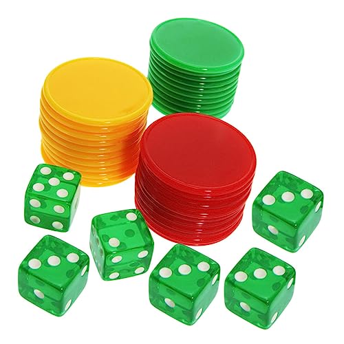 ibasenice 1 Satz Würfel-chip-Set Kartenspiel Pokerwürfel Schnappkarten Jetons Leere Spielchips Spielkarten Würfelspiel 6-seitiger Spielwürfel Pokerkarten Tragbare Pokerchips Kunststoff Acryl von ibasenice