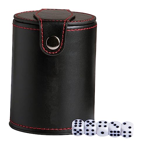 ibasenice 1 Satz Würfelbecher-Set DND-Tasse Farkle-Spiel Würfelstapelbecher Farkle klassisches Würfelspiel Würfelbecher mit Deckel Behälter für Spielwürfel Spielzubehör Barzubehör Pu Black von ibasenice