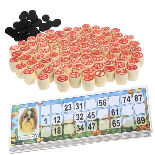 ibasenice 1 Satz Zahlenschachspiel Dame Brettspiel Kartenspiel Spiele Bausatz Figurenschachspiel Bingo-Maschine Logo-Spiel Spielzeuge Bingo-zahlenkarten Bingo-Karten Bingospiel Hölzern von ibasenice