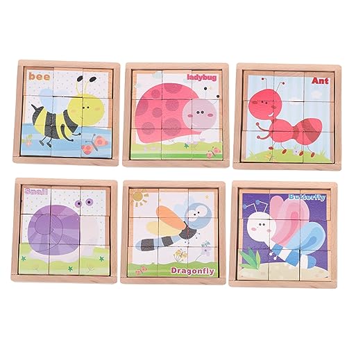 ibasenice 1 Satz sechsseitige Malbausteine Puzzle rätselbuch bauklötze Kid Toys Lernspielzeug Puzzle- aus Holz Kinderspielzeug Puzzle-Block Holzpuzzles von ibasenice