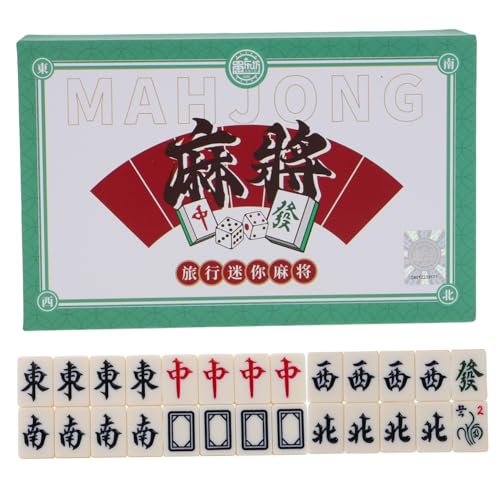 ibasenice 1 Schachtel Mini-Mahjong-Steine tragbares Mahjong-Spiel Miniatur-Mahjong-Fliesen Mahjong-Brettspiel Mahjong im Taschenformat Chinesisches Mahjong-Spielzeug Mini-Mahjong-Kit Melamin von ibasenice