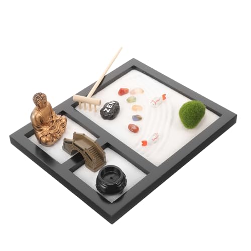 ibasenice 1 Schachtel Zen-sandtisch Japanisches Zen-Garten-kit Strand Feng Bausatz Buddha-Statue Drinnen Mini-sandkreis Buddha-Ornamente Für Zu Hause Sandgarten Für Den Schreibtisch Plastik von ibasenice