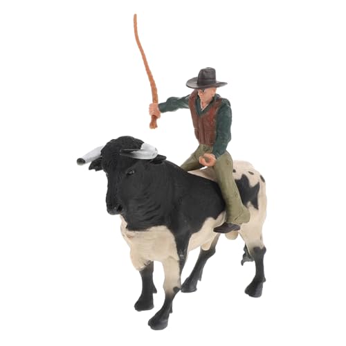 ibasenice 1 Set Cowboy Modell Spanische Stierstatue Stiermodell Simulierte Stierstatue Stiere Mit Reitern Stierkampfmodell Stierkampfstatue Cowboy Actionfigur Realistischer Stier von ibasenice