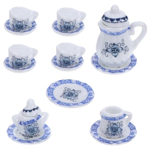 ibasenice 1 Set Mini Keramik Teeservice Mini Teetassen Puppenhaus Küchenzubehör Mini Mini Teller Miniatur Teetasse Spielzeug Küchenzubehör Küche Rollenspiele von ibasenice