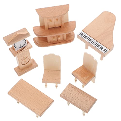 ibasenice 1 Set Mini Tisch Und Stühle Puppenhausmöbel Puppenhaus Miniatur Klavier Puppenhausmöbel Puppenhauszubehör Miniatur Uhr Mini Instrumente Holz von ibasenice