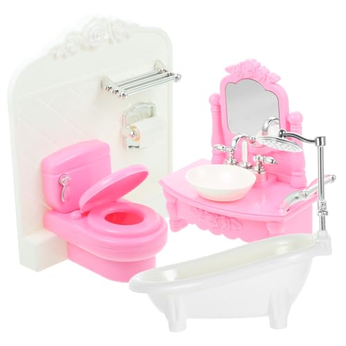 ibasenice 1 Set Miniatur Badezimmer öbel Set Waschbecken Badewanne Und Toilette Für Puppenhaus Niedliches Mini Ornament Zufälliger Farbe Puppenhaus Zubehör von ibasenice