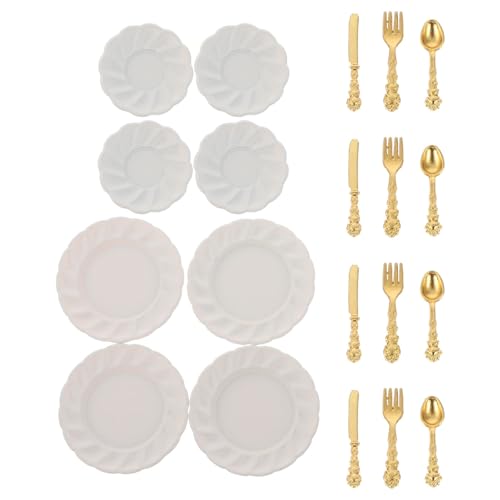ibasenice 1 Set Miniatur-Geschirr für Puppenhäuser: Teller, Besteck, Gabeln, Messer, Löffel im Maßstab 1:12 – Küchenzubehör aus Metall für Puppenhaus-Simulation, DIY-Dekoration ibasenice 1 Set Miniatur-Geschirr für Puppenhäuser: Teller, Besteck, Gabeln, Messer, Löffel im Maßstab 1:12 – Küchenzubehör aus Metall für Puppenhaus-Simulation, DIY-Dekoration von ibasenice