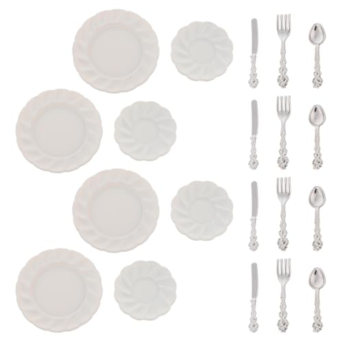 ibasenice 1 Set Miniatur-Geschirr für Puppenhäuser: Teller, Besteck, Gabeln, Messer, Löffel im Maßstab 1:12 – Küchenzubehör aus Metall für Puppenhaus-Simulation, DIY-Dekoration ibasenice 1 Set Miniatur-Geschirr für Puppenhäuser: Teller, Besteck, Gabeln, Messer, Löffel im Maßstab 1:12 – Küchenzubehör aus Metall für Puppenhaus-Simulation, DIY-Dekoration von ibasenice