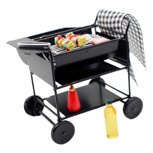 ibasenice 1 Set Miniatur Grill Für Puppenhaus BBQ Grill Zubehör Aus Schwarzem Miniature Grill Decor Für Die Puppenhausküche Perfektes Mini BBQ Tool Für Kreative Spielwelten von ibasenice