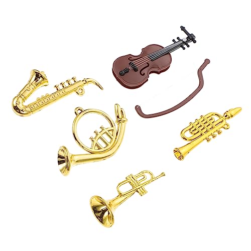 ibasenice 1 Set Miniatur Musikinstrumente Modell Violine Saxophon Trompete Für Puppenhaus Dekoration 5 Teiliges Set Mini Violin Ornament Und Zubehör Für Kreative Fotografie Und von ibasenice