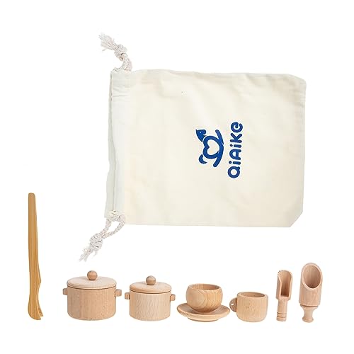 ibasenice 1 Set Montessori Tee Kunst Küche Lernen Erkenntnis Miniatur Teegeschirr Kit Miniatur Tee Kunst Lernen Holz von ibasenice