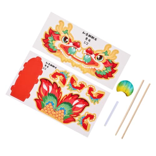 ibasenice 1 Set Papierdrachen Spielzeug Papierdrachen Bastelsets Neujahrszubehör Chinesischer Papierdrache Papierdrache DIY Materialien Traditioneller Chinesischer Drache Dekore von ibasenice