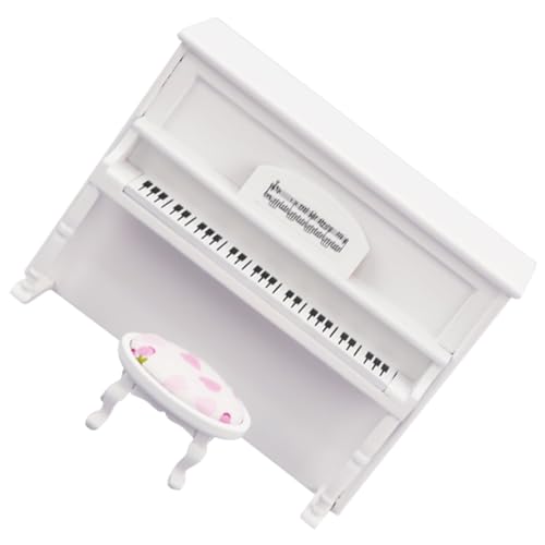 ibasenice 1 Set Puppenhaus Vertikales Kinderklavier Klaviere Miniklavier Kinderspielmatte Spielzeugklavier Miniaturklaviermodell Kleines Klavier Schmuck Minihausinstrument Minidekor Weißes von ibasenice