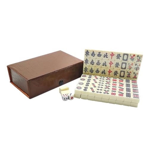 ibasenice 1 Set Reise Freizeit Mahjong Spielzeug Jongg Reisezubehör Klassisches Spiel Mahjong Fliesen Mahjong Spiel Minispiel Tragbares Reisezubehör Tragbares Reise Mahjong Set von ibasenice