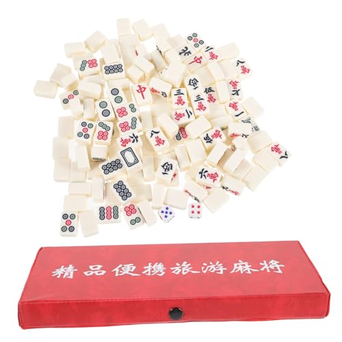 ibasenice 1 Set Reise Mahjong Melaminfliesen Spielzeug Mahjong Set Reise Tischspiel Mahjong Reise Tischspiel Requisiten Chinesisches Brettspiel Reise Mahjong Spielzeug Zartes Mini von ibasenice