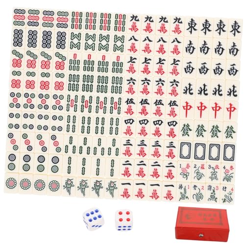 ibasenice 1 Set Tragbares Mahjong Spiel Reisen Mini Desktop Puzzle Poker Mahjong Tisch Klassisches Zahlenspielzeug Mahjong Fliesen Chinesisches Nummeriertes Mahjong Melamin von ibasenice