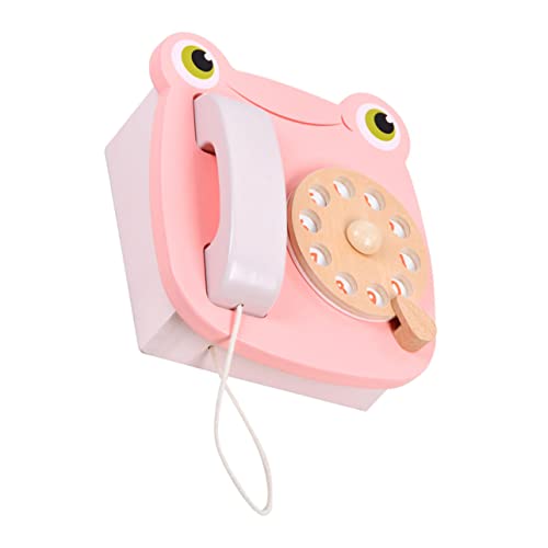 ibasenice 1 Stück Frosch Telefon holzspielzeug kindertelefon Telefon Interaktives Spielhaus simuliertes Telefonspielzeug hölzern von ibasenice