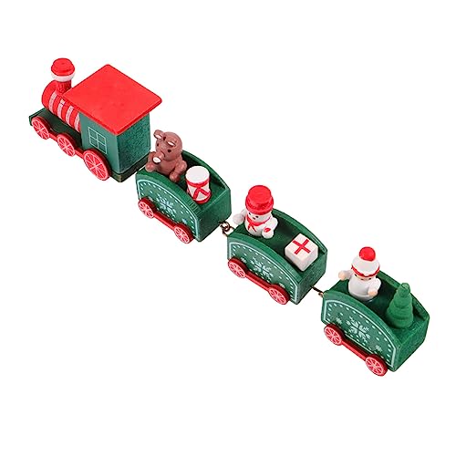 ibasenice 1 Stück Weihnachtszug Bausatz Eisenbahn Ornamente Bahnhof Plüsch Festliche Desktop-Dekoration Figur Auto Mini Gnom Weihnachtsschmuck Holzzug Rot Hölzern von ibasenice