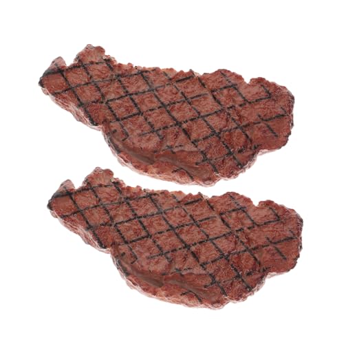 ibasenice 10 STK Food-Modell Spielzeugsteak künstliches gebratenes Steak BBQ-Dekor Dekorative Steak-Attrappe Kinder-Spielzeug-Steak Simulation Steak-Dekor Simulation Steak-Requisite Plastik von ibasenice