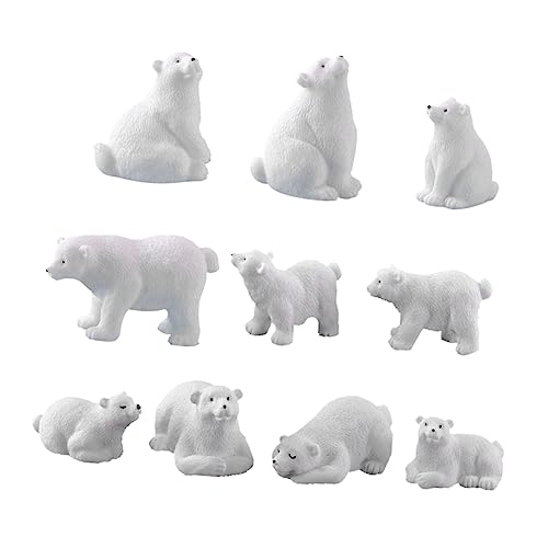 ibasenice 10 STK Mikrolandschaftsdekoration Verzierungen Für Eisbärenmodelle Tierfiguren Mini-Statue Mini-eisbär-Ornament Tisch-Miniatur-Spielzeug Zahlenspielzeug Minifiguren Weiß Harz von ibasenice