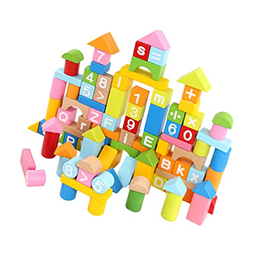 ibasenice 100st Bausteine Englische Buchstabenblöcke Kinderrätsel Puzzles Für Kinder Alphabet-Block-Spielzeug Geometrie Rätsel Kinderspielzeug Kinder Blöcke Kinderblöcke Hölzern von ibasenice