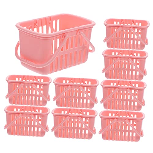 ibasenice 10St Mini-Einkaufskorb Spielzeugkorb Mini-Food- Picknickkorb für Wäschekörbe kühlkorb einkaufskorb Storage Baskets Handkorb Desktop-Ornamente Plastik Rosa von ibasenice