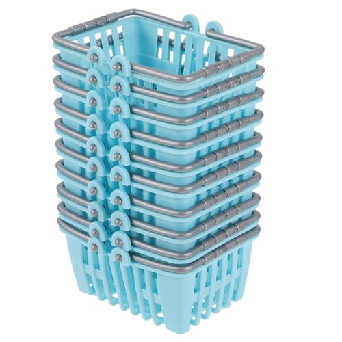 ibasenice 10St Mini-Einkaufskorb Weidenkorb Aufbewahrungskörbe Wäschekorb kühlkorb einkaufskorb Storage Baskets Kid Toys Miniatur-Korbmodell Mini-Supermarkt-Handkorbmodelle Plastik Sky-Blue von ibasenice