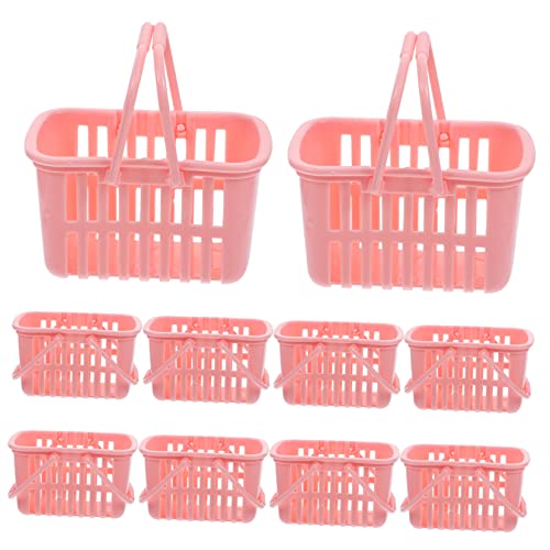 ibasenice 10St Mini-Einkaufskorb kühlkorb einkaufskorb Storage Baskets Aufbewahrungskorb aus Weidengeflecht Spielzeugkorb Körbe Desktop- Mini-Supermarkt-Handkorbmodelle Plastik Rosa von ibasenice