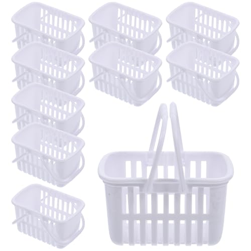 ibasenice 10St Mini-Einkaufskorb kühlkorb einkaufskorb Storage Baskets spielsachen Toys Spielzeugkisten Korbtasche Mini-Aufbewahrungsbehälter Desktop-Dekorationen Plastik Weiß von ibasenice