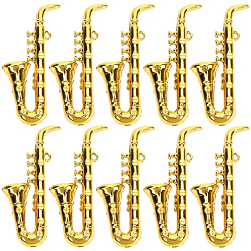 ibasenice 10St Musikinstrumentenmodell Miniaturen kleine Geige Figuren Toys jucarii pentru copii Musikalisches Zubehör kleines Saxophon Miniatur-Saxophon Plastik Golden von ibasenice