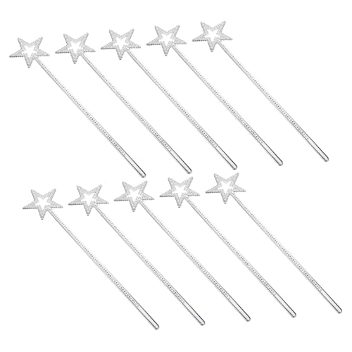 ibasenice 10St kleines Mädchen Zauberstab Sternenstab Ballettröckchen Sternenstäbe Schwimmbad Fairy Wand Kinderkleider Tanzaufführung, Feenstäbe Glitzer-Fee-Sticks Plastik Silver von ibasenice