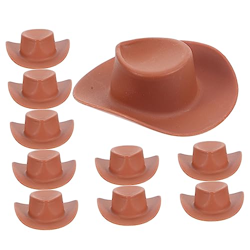 ibasenice 10pcs Miniatur Cowboy Hats Doll House Hats Models Miniatur Cowboy Hat Requisiten von ibasenice