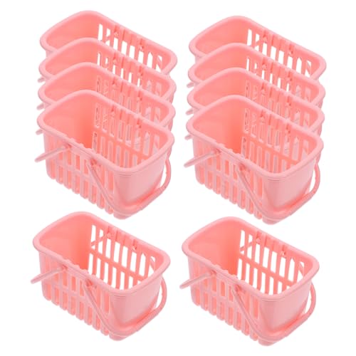 ibasenice 10st Mini-einkaufskorb Waschkorb Spielzeugkorb Weidenkorb Korb Aus Baumwollseil Mini-Food- Picknickkorb Für Schlanker Wäschekorb Körbe Mini-Essen Rosa Plastik von ibasenice