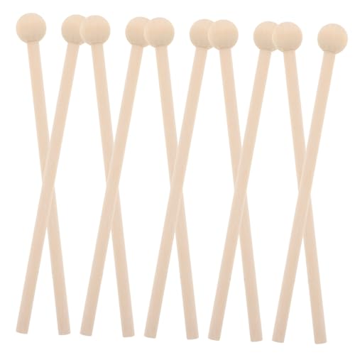 ibasenice 10st Rhythmusstock Glocken Stecken Mallets Klangschalenschläger Drumsticks Für Kleinkinder Tibetischer Klangschalenstab Performance-drumstick Khaki Holz von ibasenice