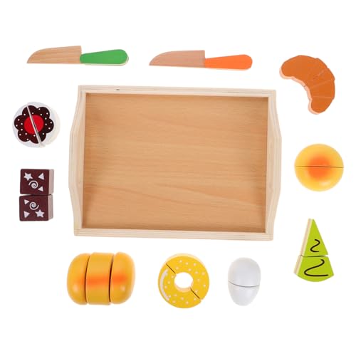 ibasenice 11St Spielzeugset Kinder Spielzeug Set Nachmittagstee Spielzeug Kinderspielzeug-Set Kuchen-Spielzeug Kuchen Spielset Supermarkt Rollenspiel Spielzeugnahrung für Kleinkinder hölzern von ibasenice